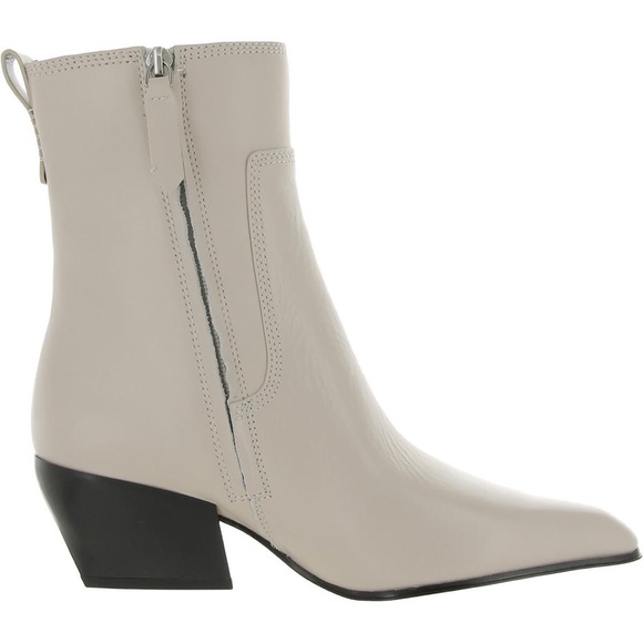 NWT Franco Sarto Anina Womens Leather Heels Mid-Calf Boots Size:7 Color: Chalk - Picture 4 of 10